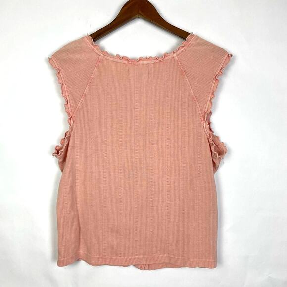 True Craft | NWT Pink Structured Tank Lettuce Ruffle Fitted Shirt - Picture 3 of 6